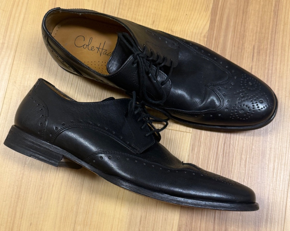 Cole Haan Mens BlK Leather Oxford Dress Shoes Sz 9M